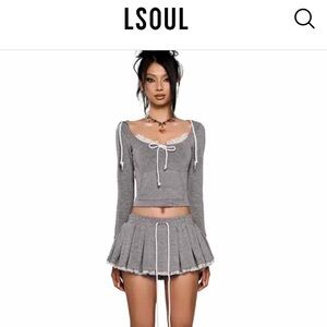 Gray Women's Two-Piece Dress Set